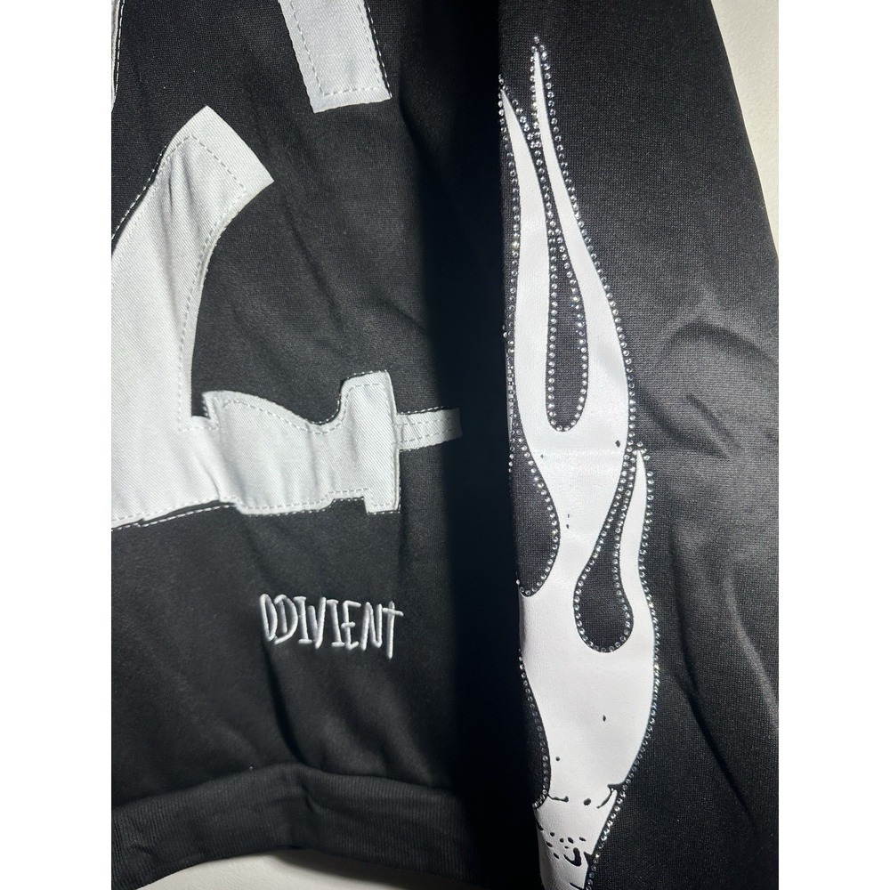 Choppa Krazy Hoodie with Bling flame on sleeves Size Large Soft fuzzy Inside NEW - Picture 3 of 6